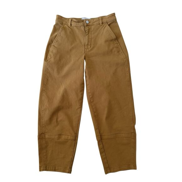 Everlane The Utility Barrel Pants Curved Cotton Stretch Gold Brown Womens Size 4 - Picture 3 of 13